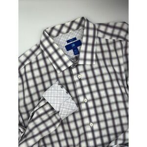 Egara XXL Brown Plaid Long Sleeve Button Down Non Iron Dress Shirt